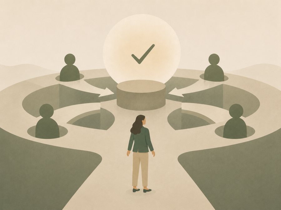 Illustration of a team reaching agreement together